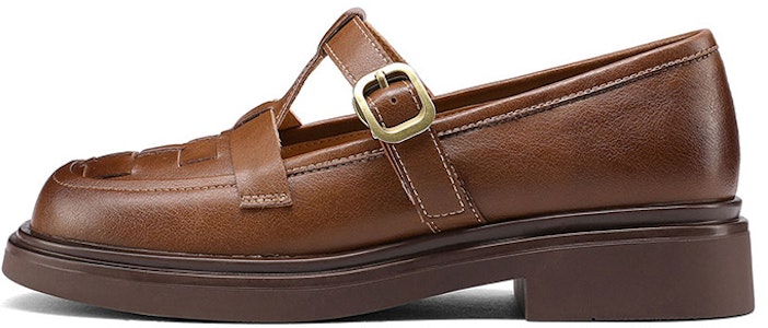 Luiza Barcelos 編織圓頭金屬搭扣粗跟 休閒單鞋 女款 棕色 Buy Luiza Barcelos 編織圓頭金屬搭扣粗跟 休閒單鞋 女款 棕色