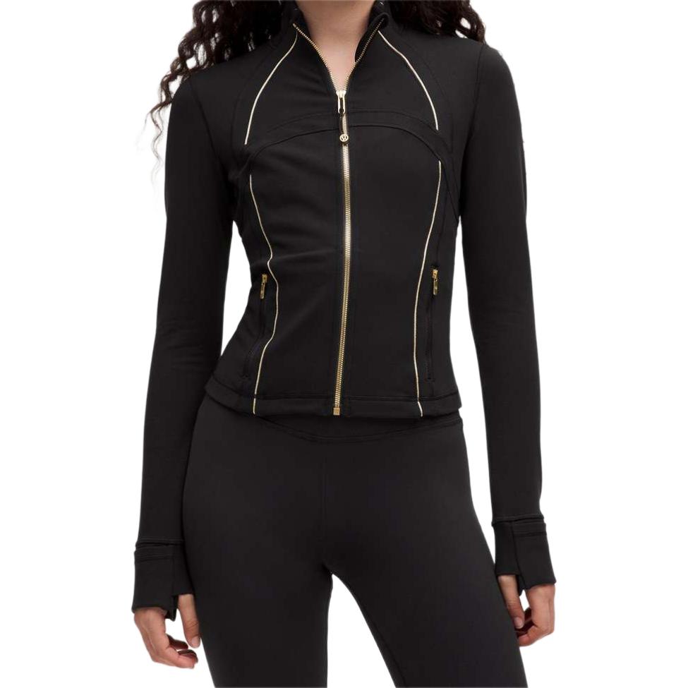 Sizing (Women) Lululemon  Black Slim Fit Long Sleeve Zip-Up Jacket LW3IBLS