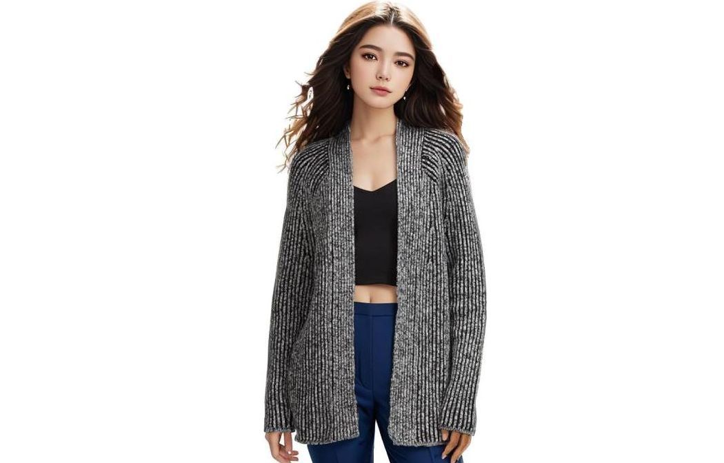 (Women) Lululemon  Cotton-Cashmere Striped Knit Cardigan Sweater Long Sleeve LW3GKFS