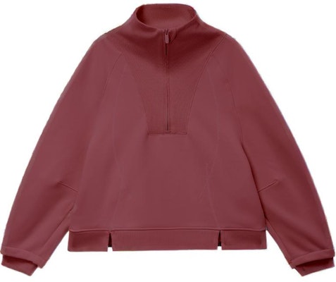 (W) Lululemon 柔軟羊毛半拉鍊套頭衫玫瑰紅色運動長袖衫。 LW3HOJS 2