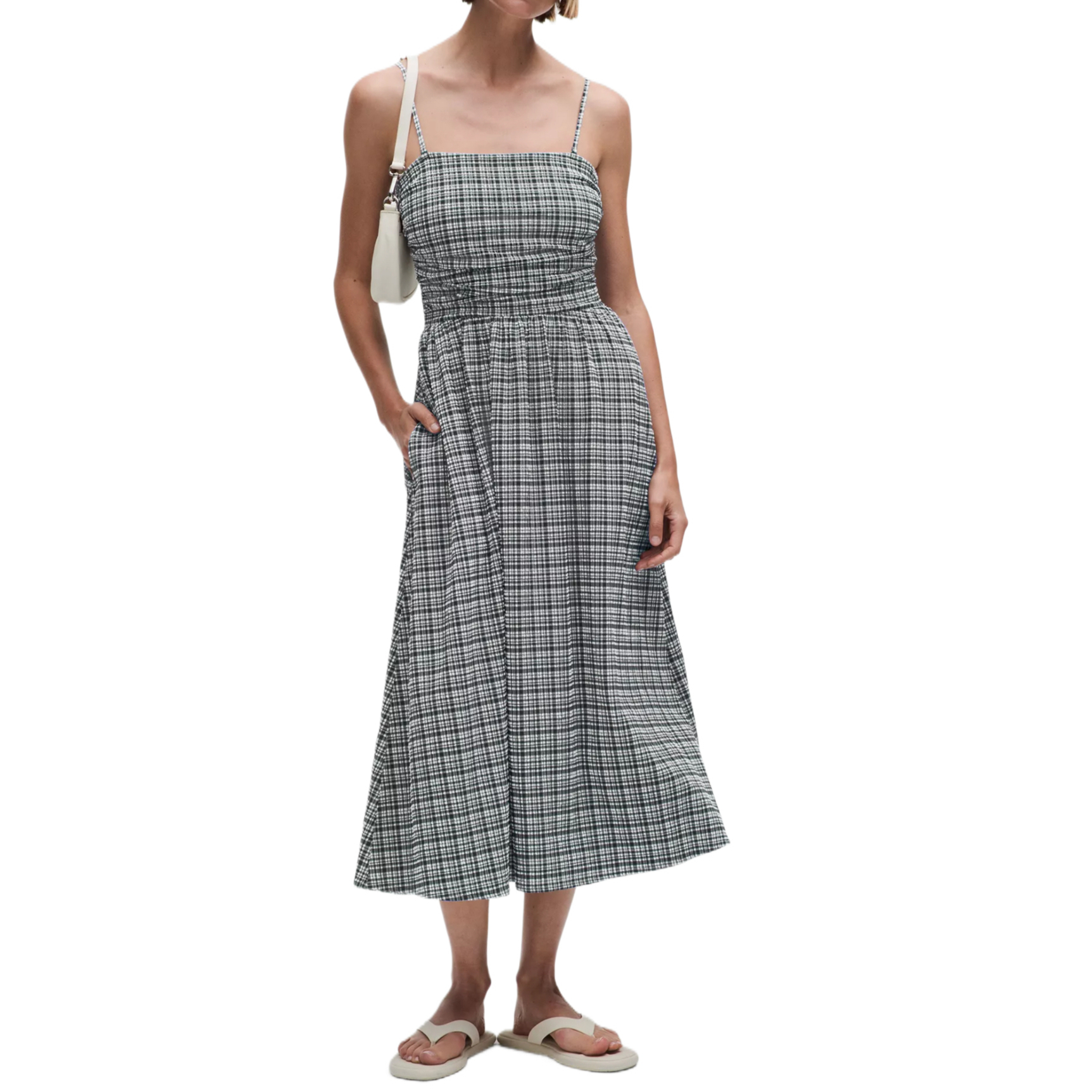 (Women) Lululemon  Seersucker Nulu™ Moisture-Wicking Plaid Camisole Dress. LW1FCDS