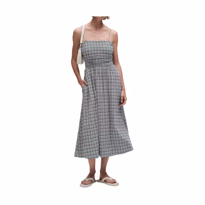 (Women) Lululemon Seersucker Nulu™ Moisture-Wicking Plaid Camisole Dress. LW1FCDS