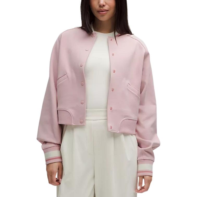 (Women) Lululemon  Snap-Front Windproof Loose Fit Long Sleeve Varsity Jacket. LW3JG2S