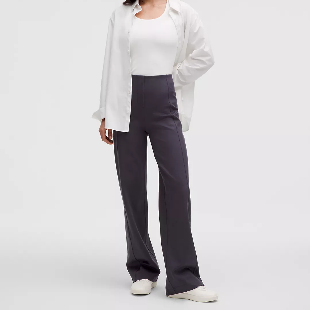 Cheap (W) Lululemon Celana Kasual Knit Stretch Kaki Lurus Bahan Ponte Solid. LW5GLBS