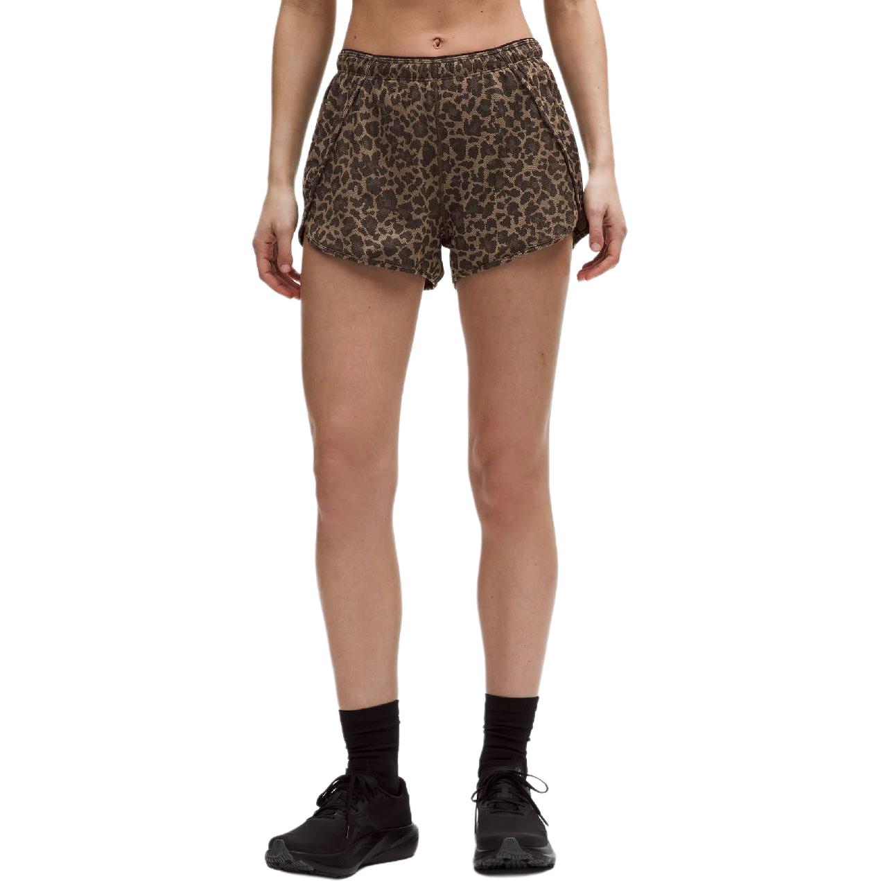 (Women) Lululemon  Swiftly 3" Mid-Rise Leopard Print Running Shorts. LW7DQOS