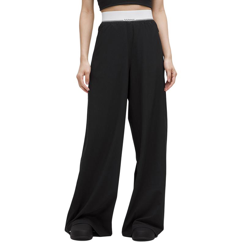(Women) Lululemon  Wide-Leg Pants with Waist Logo Casual Trousers LW5IDAA