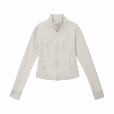 (Women) Lululemon Bone White Define Ribbed Sparkle Trim Short Jacket LW3HNYS