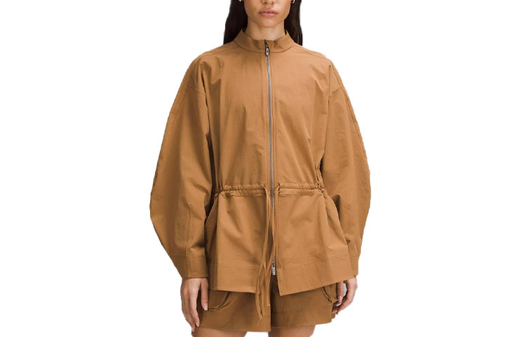 (Women) Lululemon Cinch-Waist Stretch Shirt Jacket - Casual Solid Loose Fit LW4C5S