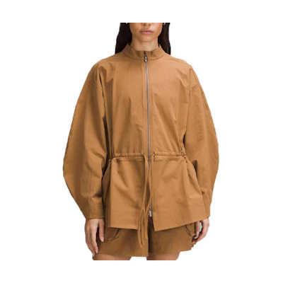 (Women) Lululemon Cinch-Waist Stretch Shirt Jacket - Casual Solid Loose Fit LW4C5S