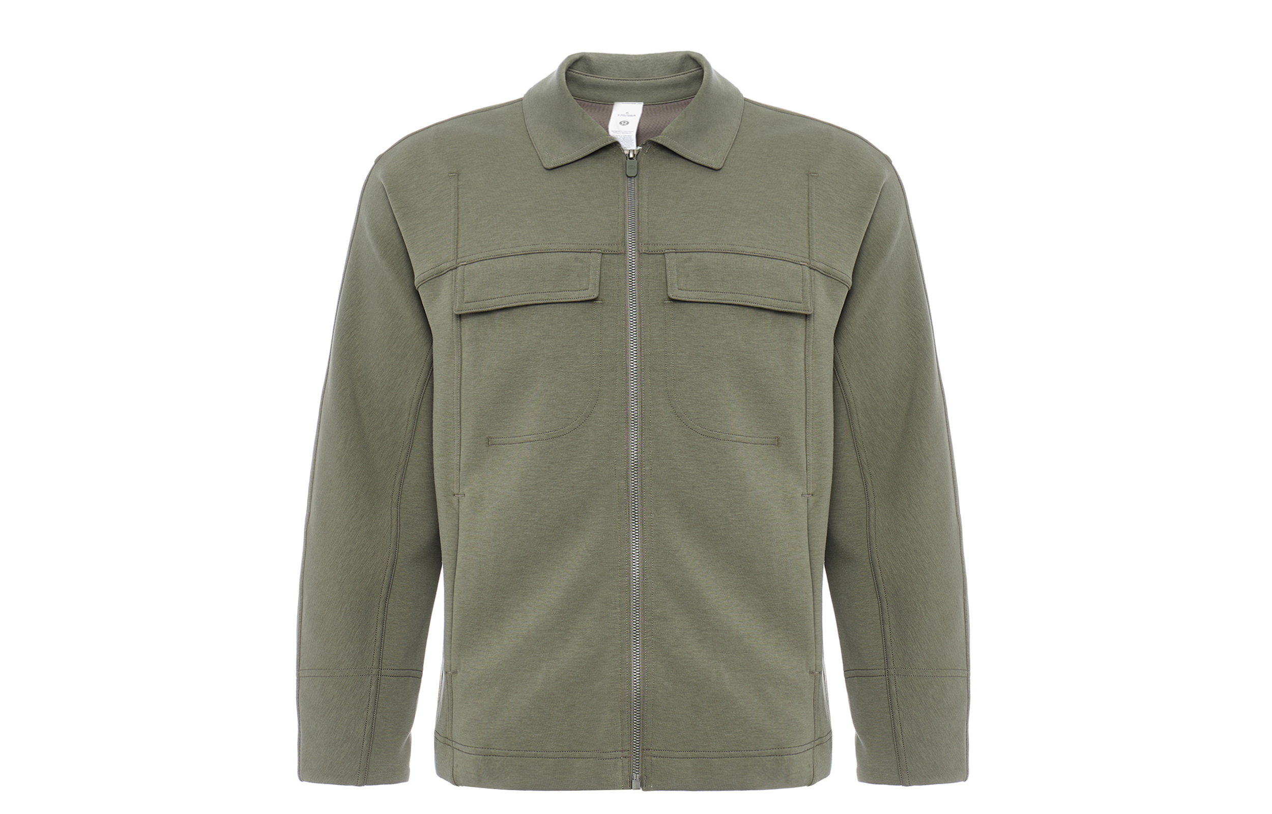 Shop (Women) Lululemon Cotton-Blend Knitted Zip Jacket with Collar in Solid Color LW3HKMS