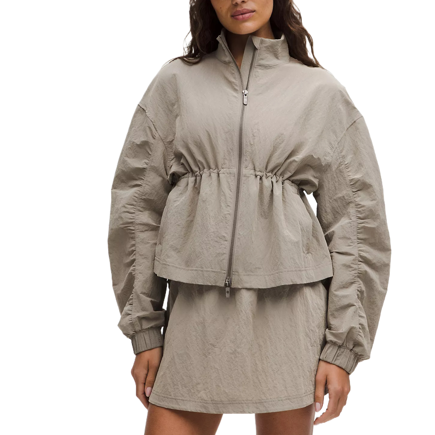 Cheap (Women) Lululemon Crinkle Textured Loose Fit Waterproof Jacket LW3JDKS