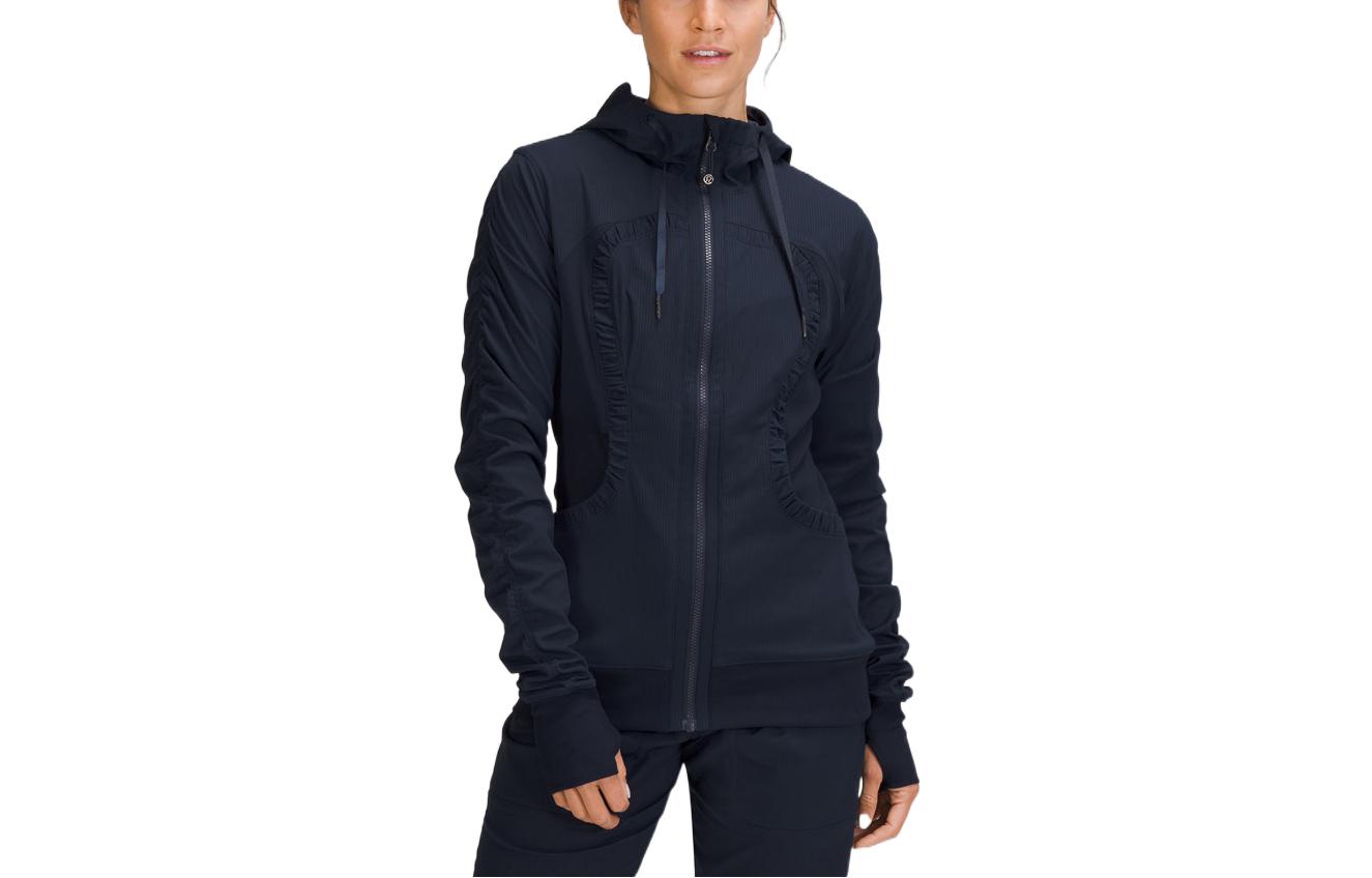 (Women) Lululemon Dance Studio Jacket Solid Zip Hoodie with Ribbed Drawstrings LW4BG3S