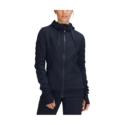 (Women) Lululemon Dance Studio Jacket Solid Zip Hoodie with Ribbed Drawstrings LW4BG3S