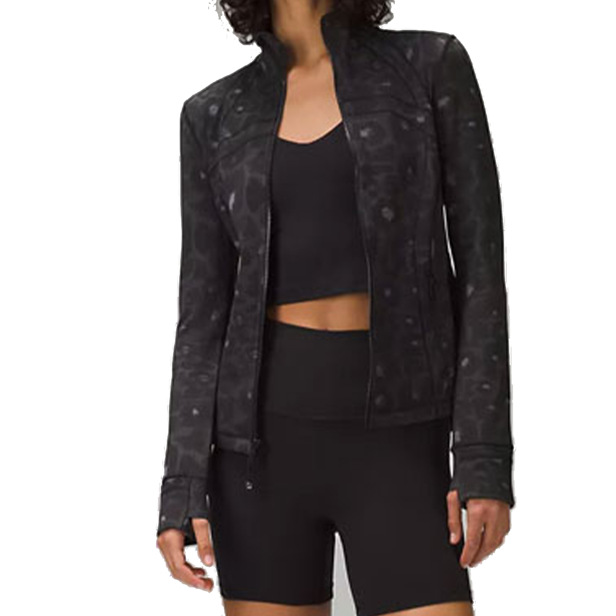 Shop (W) Lululemon 黑豹纹印花标志舒适休闲夹克 LW4CFWS