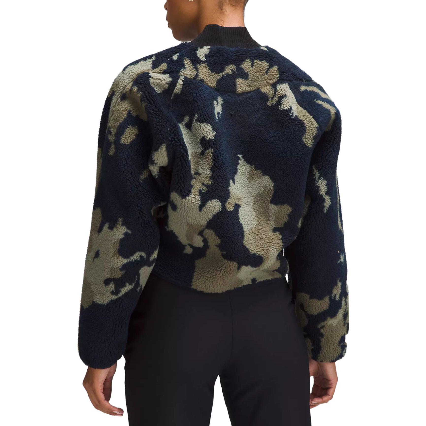 Lookbook (W) Chaqueta Bomber de Felpa Lululemon Estampado Irregular con Cremallera y Cuello en V LW4CD1S