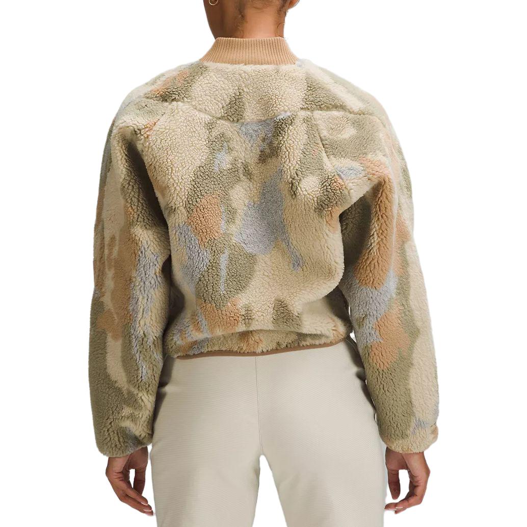 Details for (W) Chaqueta Bomber de Felpa Lululemon Estampado Irregular con Cremallera y Cuello en V LW4CD1S