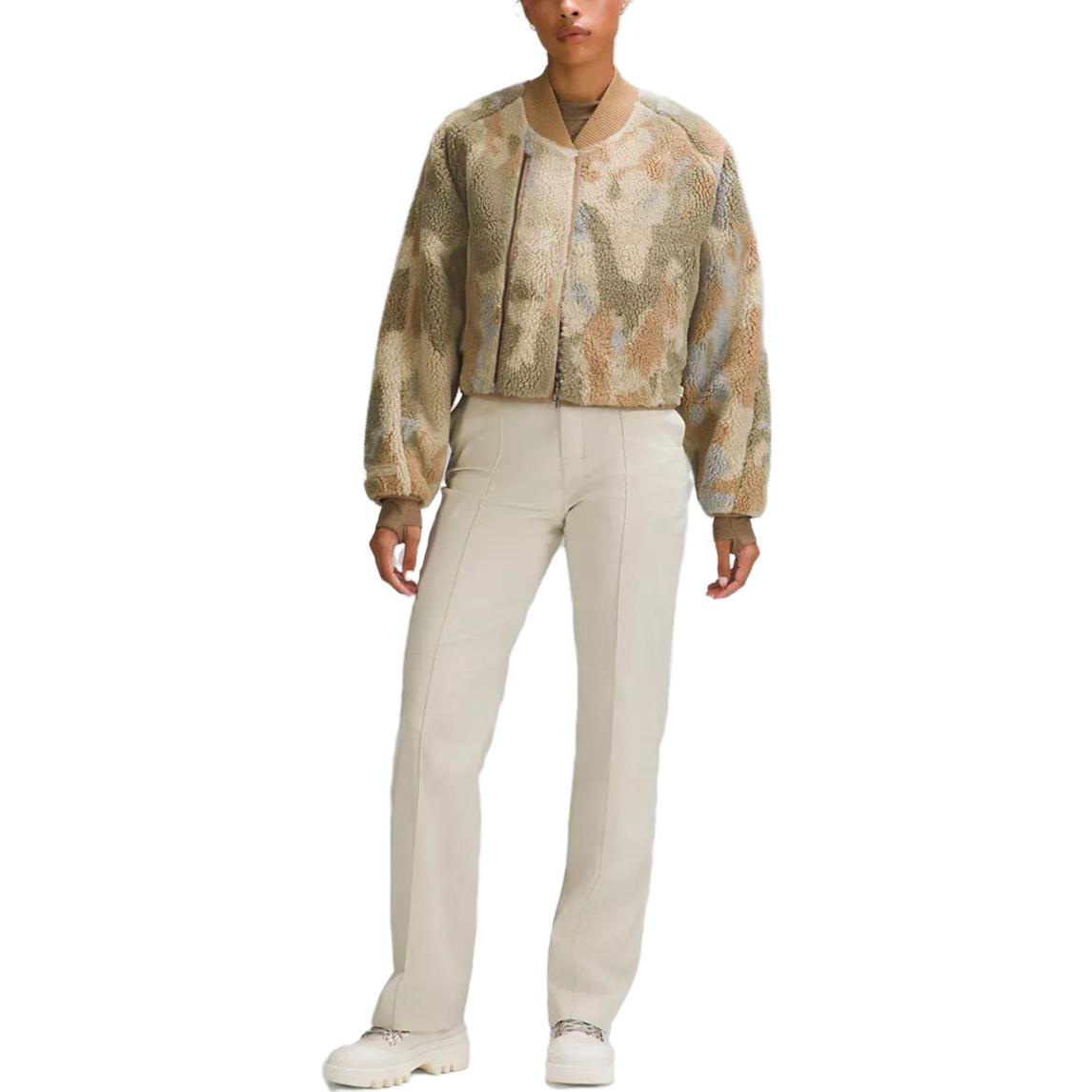 Sizing (W) Chaqueta Bomber de Felpa Lululemon Estampado Irregular con Cremallera y Cuello en V LW4CD1S