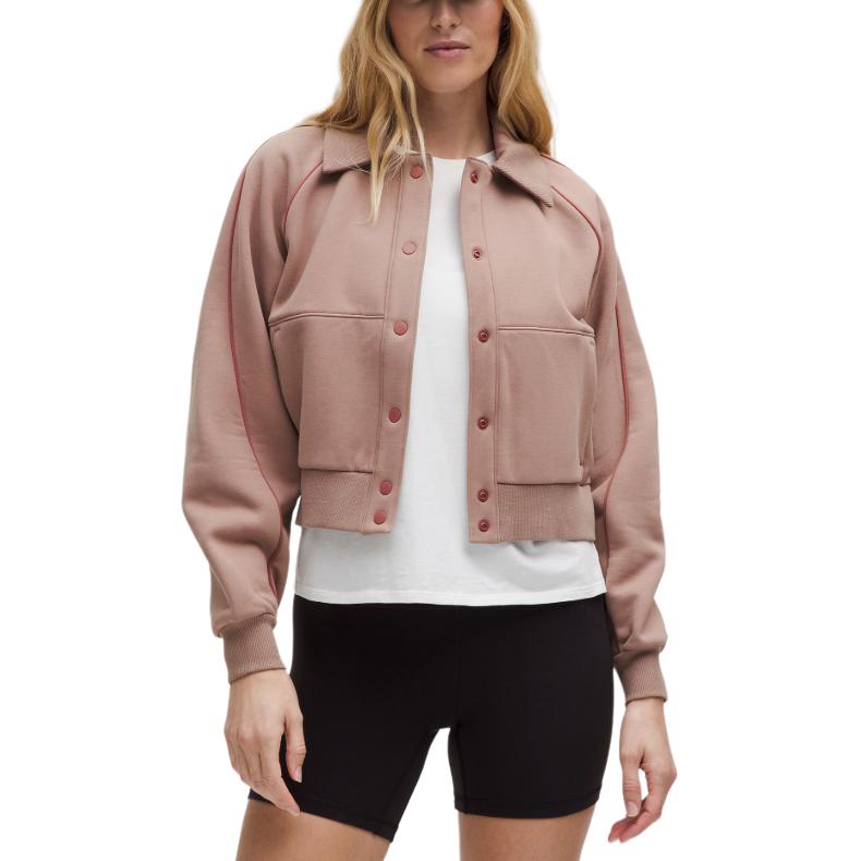(Women) Lululemon Fleece Varsity  Casual Solid Color Jacket - Comfortable & Stylish LW3IVHS