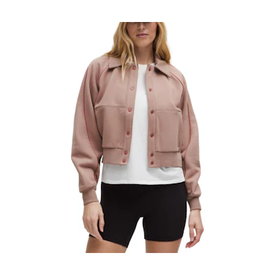 (Women) Lululemon Fleece Varsity Casual Solid Color Jacket - Comfortable & Stylish LW3IVHS