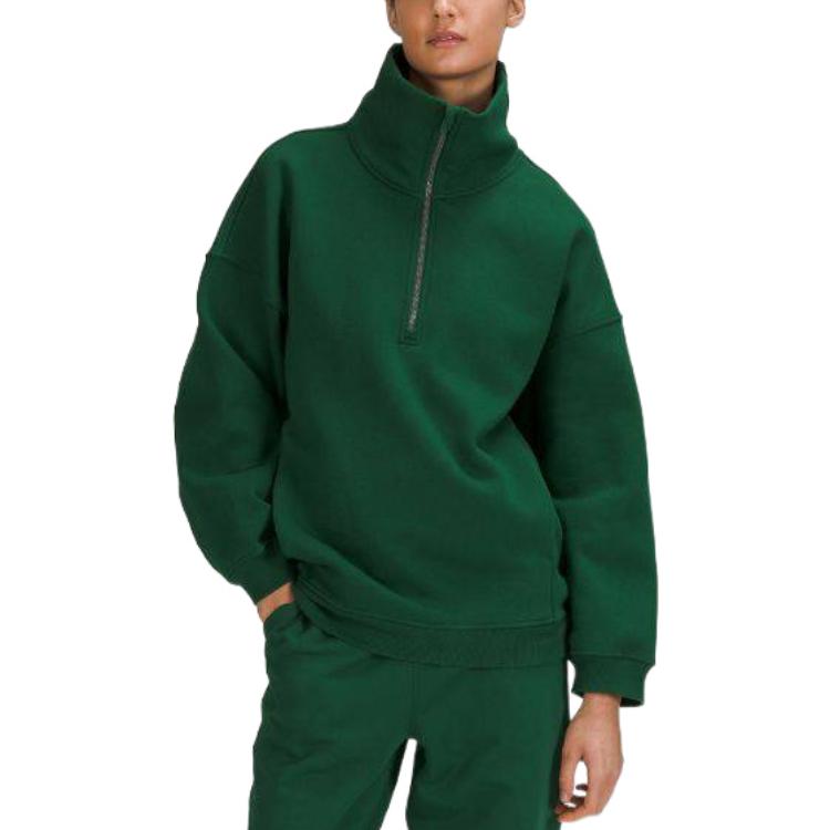 Order (W) ルルレモン FW22 厚手 無地 ハイネック ハーフジップ プルオーバースウェット LW3FICS