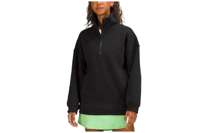 Cheap (W) ルルレモン FW22 厚手 無地 ハイネック ハーフジップ プルオーバースウェット LW3FICS