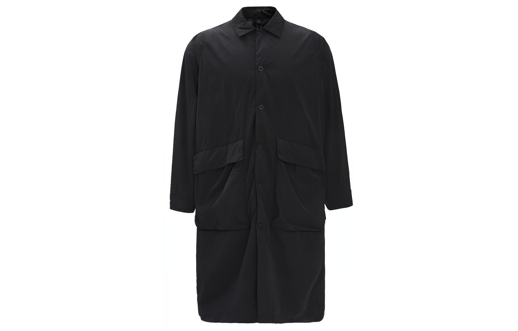 (Women) Lululemon LAB Series Black Solid Button-Up Oversized Trench Coat LW4BYXS