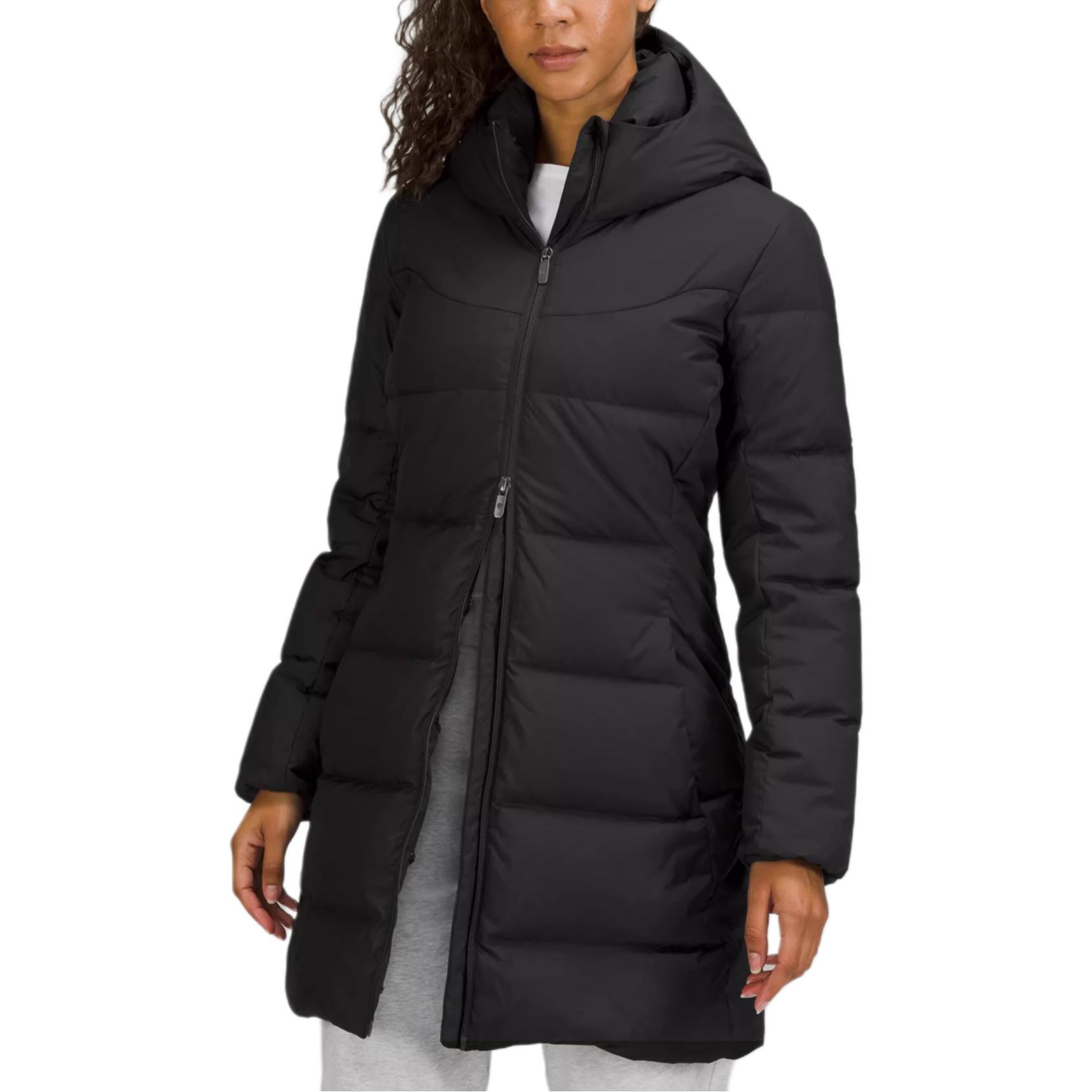 (Women) Lululemon Ladies' Winter Warrior Black Waterproof Down Jacket with Hood LW4BHSS