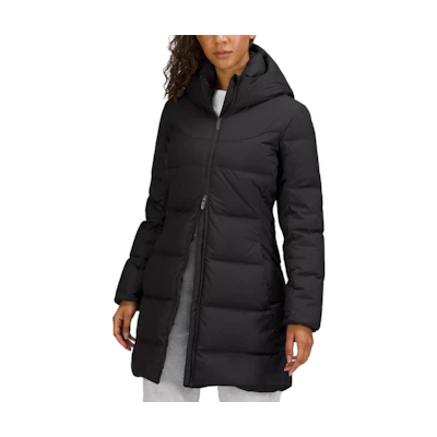 (Women) Lululemon Ladies' Winter Warrior Black Waterproof Down Jacket with Hood LW4BHSS