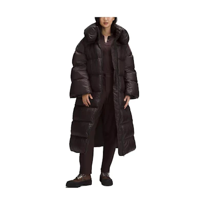 (Women) Lululemon Lightweight Long Puffer Jacket with Zip & Stand Collar LW4CCQS