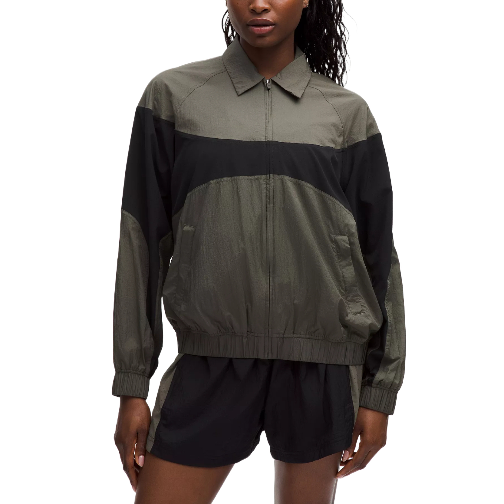 Cheap (W) Lululemon女款轻便尼龙防水耐用柔软时尚翻领夹克 LW3IPHS