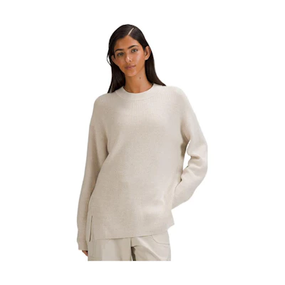 (Women) Lululemon Merino Wool-Blend Ribbed Crewneck Knit Sweater Women LW3GKAS