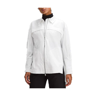 (Women) Lululemon Mixed Woven Zip-Front Long Sleeve Shirt White LW3GY5S