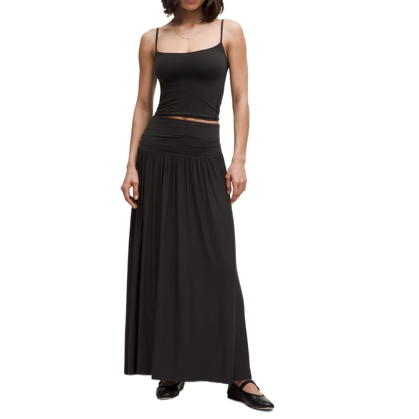 Shop (W) Lululemon Gaun Maxi 2-in-1 Kain Nulu™ Slim Kasual Panjang Wanita LW1FFRS