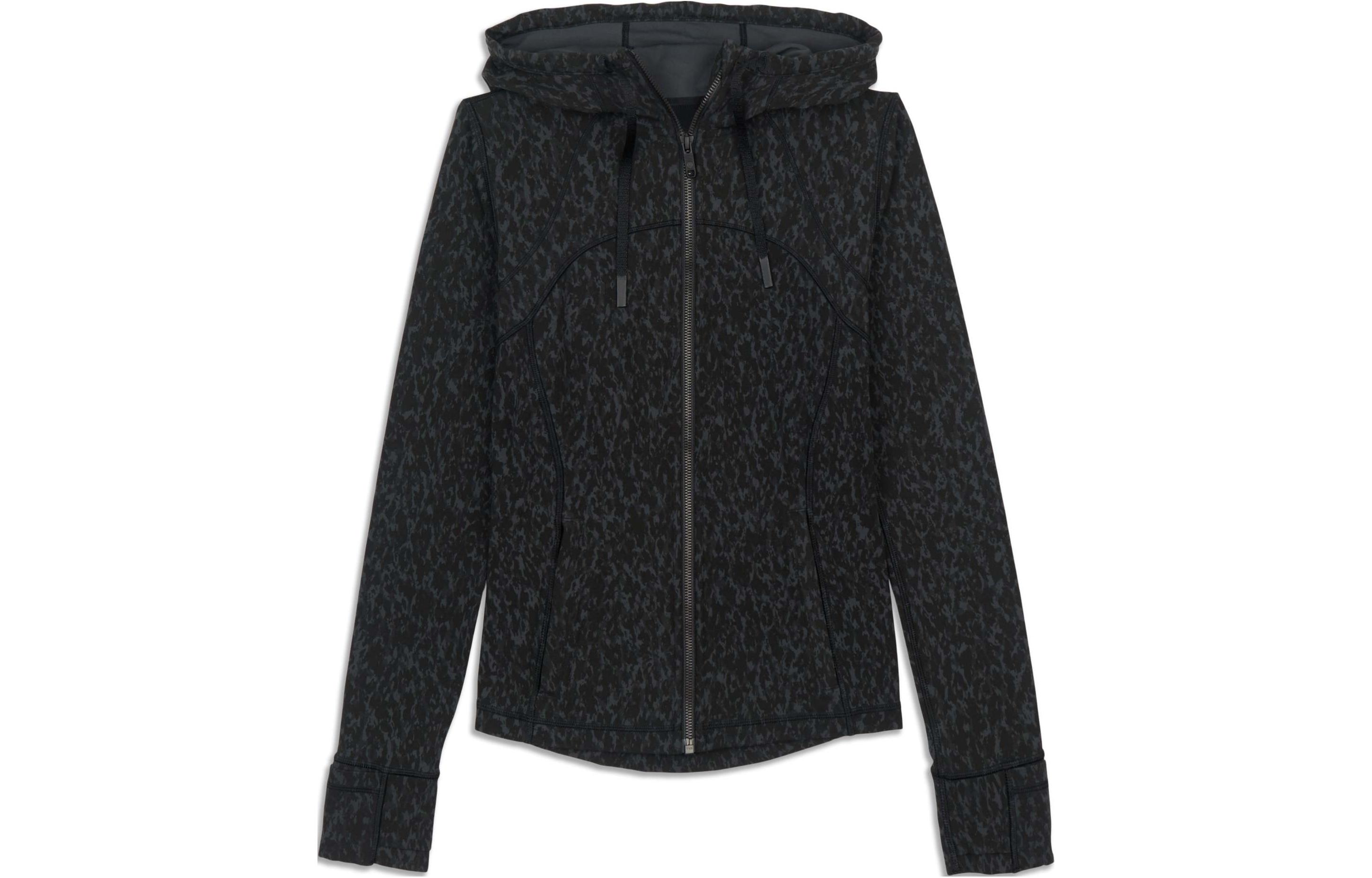 (Women) Lululemon Nulu™ Fabric Animal Print Zip Hoodie Jacket - Black Grey Leopard LW4BX0S 圖 2