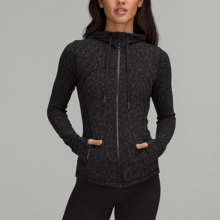 (Women) Lululemon Nulu™ Fabric Animal Print Zip Hoodie Jacket - Black Grey Leopard LW4BX0S 圖 4