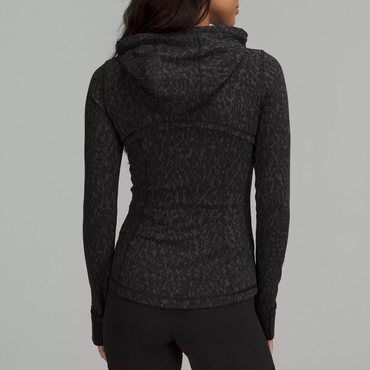 (Women) Lululemon Nulu™ Fabric Animal Print Zip Hoodie Jacket - Black Grey Leopard LW4BX0S 圖 5