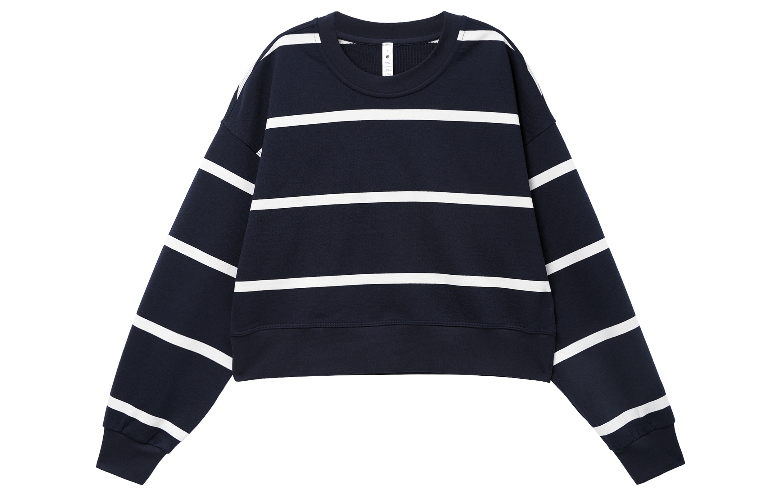 (Women) Lululemon Perfectly Oversized Cropped Crew Striped Sweatshirt LW3GLBS