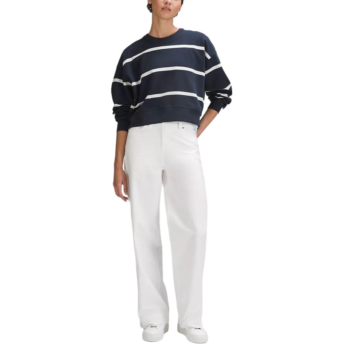 Shop (Women) Lululemon Perfectly Oversized Cropped Crew Striped Sweatshirt LW3GLBS