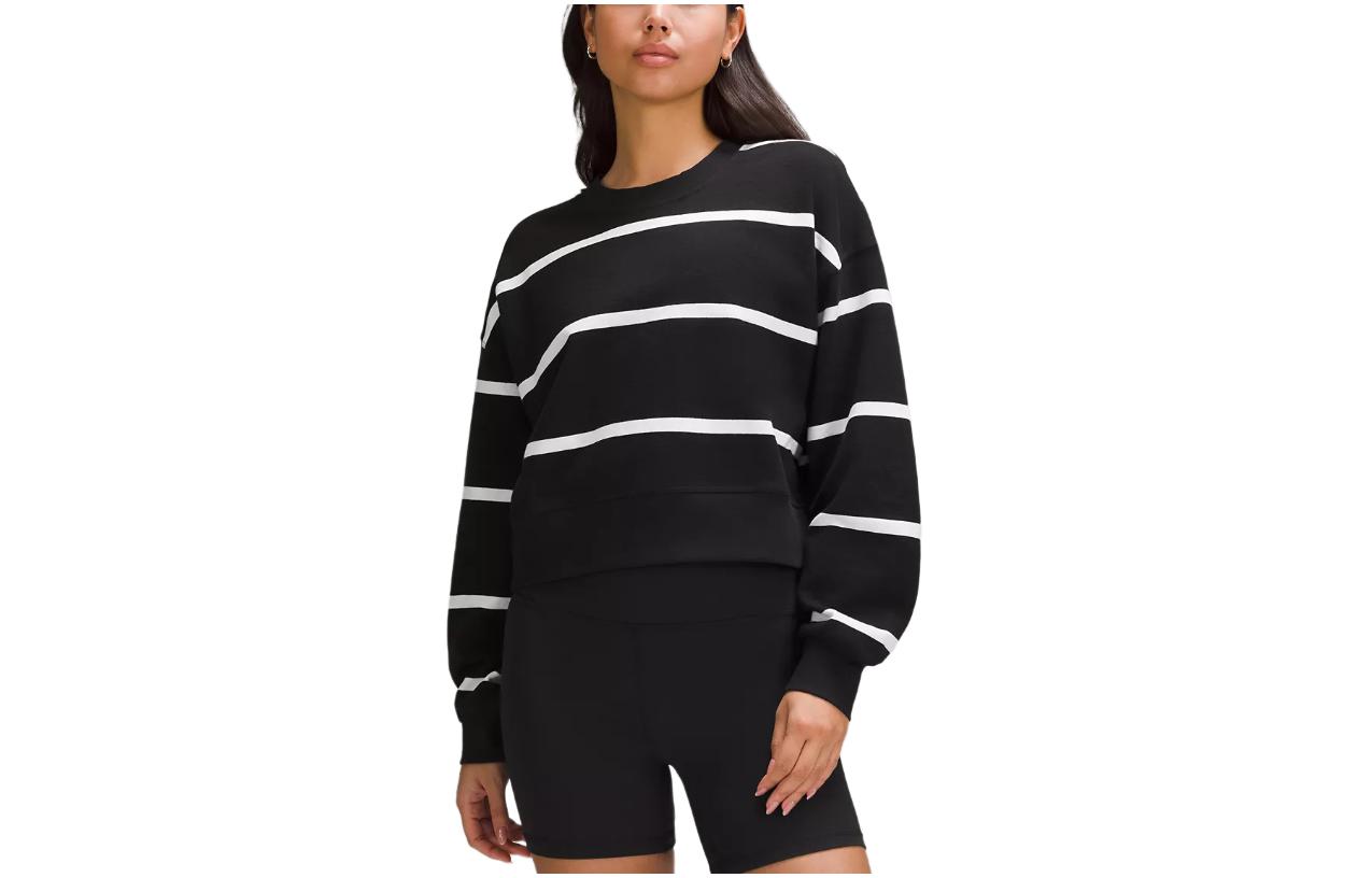 Details for (Women) Lululemon Perfectly Oversized Cropped Crew Striped Sweatshirt LW3GLBS