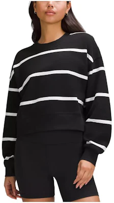 (Women) Lululemon Perfectly Oversized Cropped Crew Striped Sweatshirt LW3GLBS Details for (Women) Lululemon Perfectly Oversized Cropped Crew Striped Sweatshirt LW3GLBS