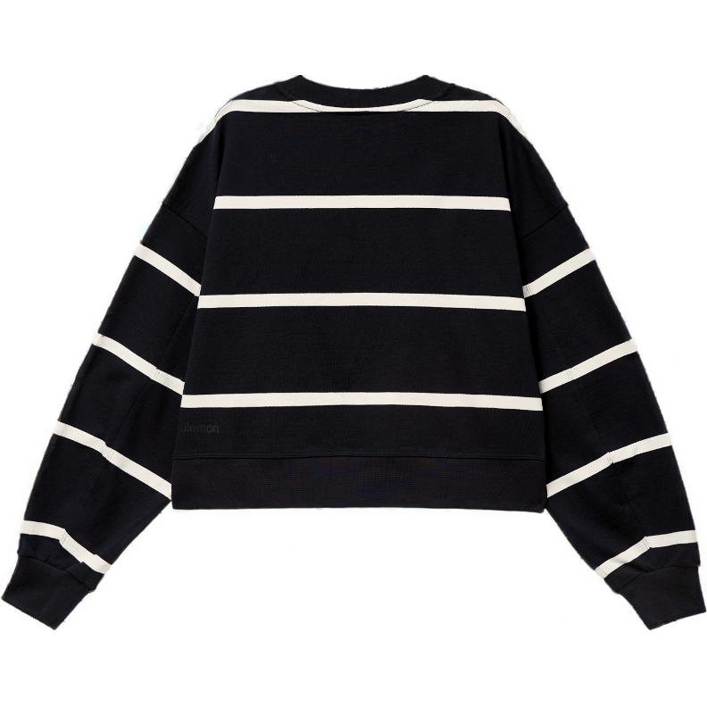 Sizing (Women) Lululemon Perfectly Oversized Cropped Crew Striped Sweatshirt LW3GLBS