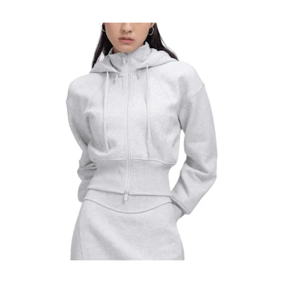 (Women) Lululemon Plush Fleece Detachable Hood Jacket Light Gray LW3IWKS