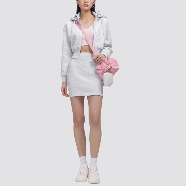 Lookbook (W) Lululemon绒毛连帽可拆卸夹克 浅灰色 LW3IWKS