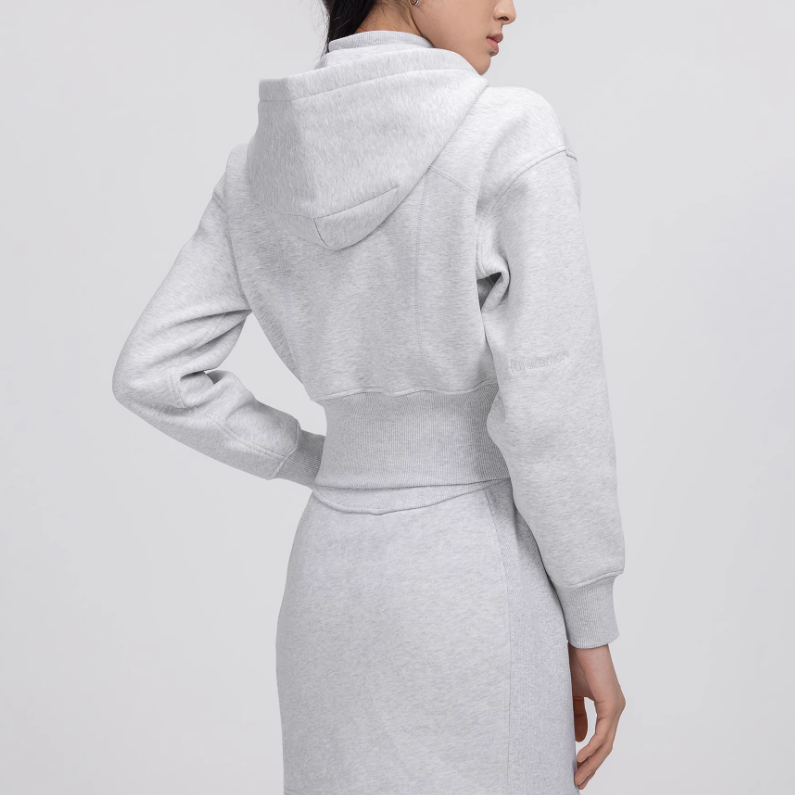 Shop (W) Lululemon绒毛连帽可拆卸夹克 浅灰色 LW3IWKS