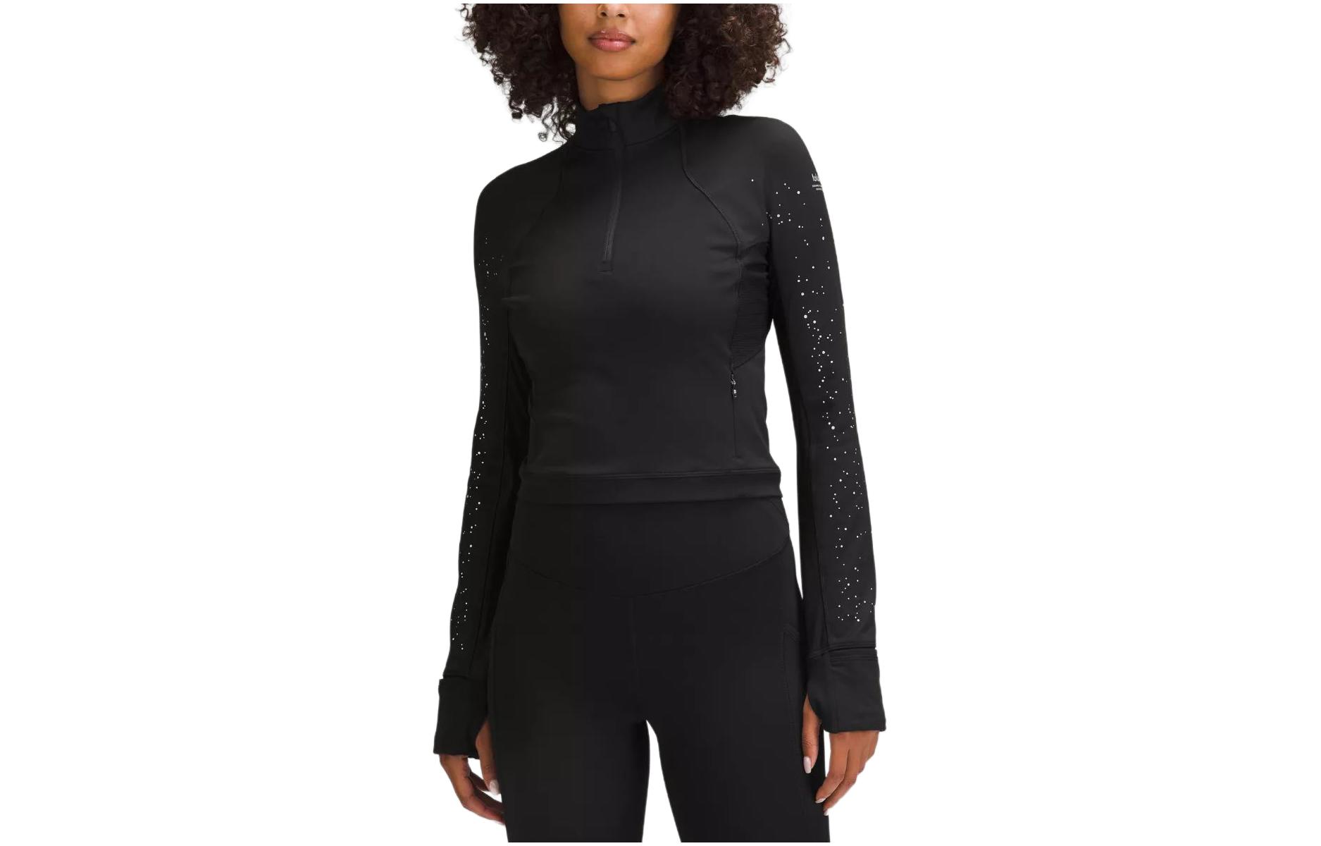 (Women) Lululemon Reflective Rulu No-Stink Zinc™ Slim Fit Long Sleeve Top Black LW3GWES