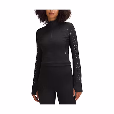 (Women) Lululemon Reflective Rulu No-Stink Zinc™ Slim Fit Long Sleeve Top Black LW3GWES