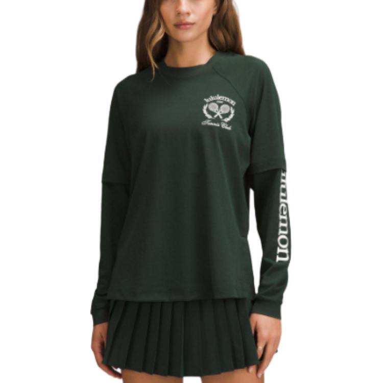 (Women) Lululemon Relaxed-Fit Layered Logo Long Sleeve Tee SS24 LW3HT9S