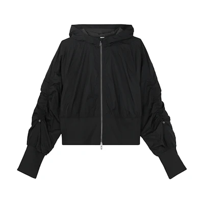 (Women) Lululemon Ruched Waist Glyde Solid Short Hooded Jacket LW3HLFS