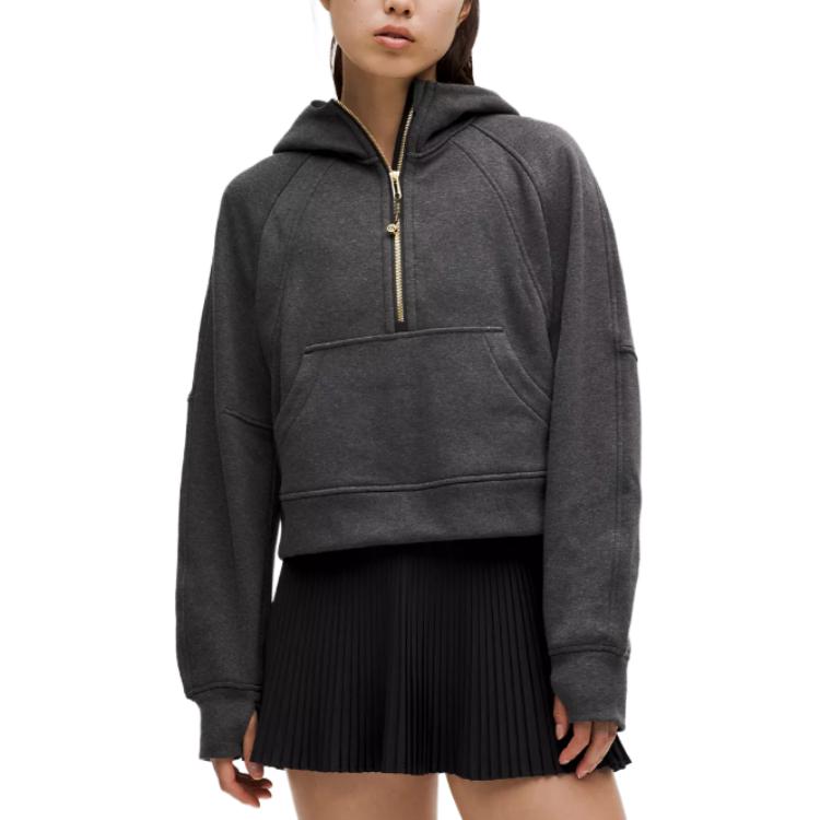 (Women) Lululemon Scuba Half-Zip  Hoodie Plush Solid Color Casual Short Design. LW3EVFS