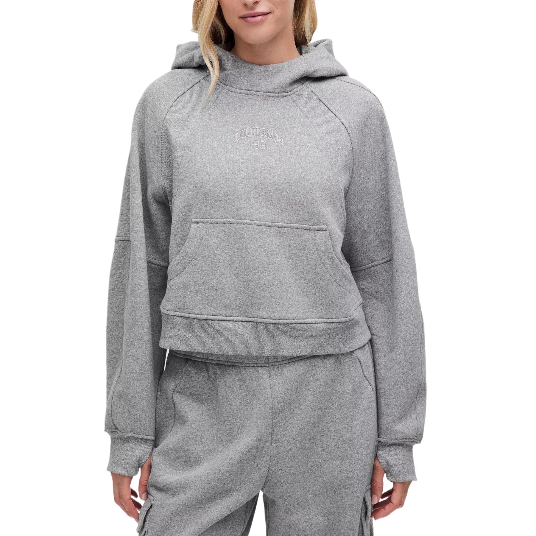 Cheap (W) Lululemon连帽印花休闲舒适短款套头衫。 LW3IBPS